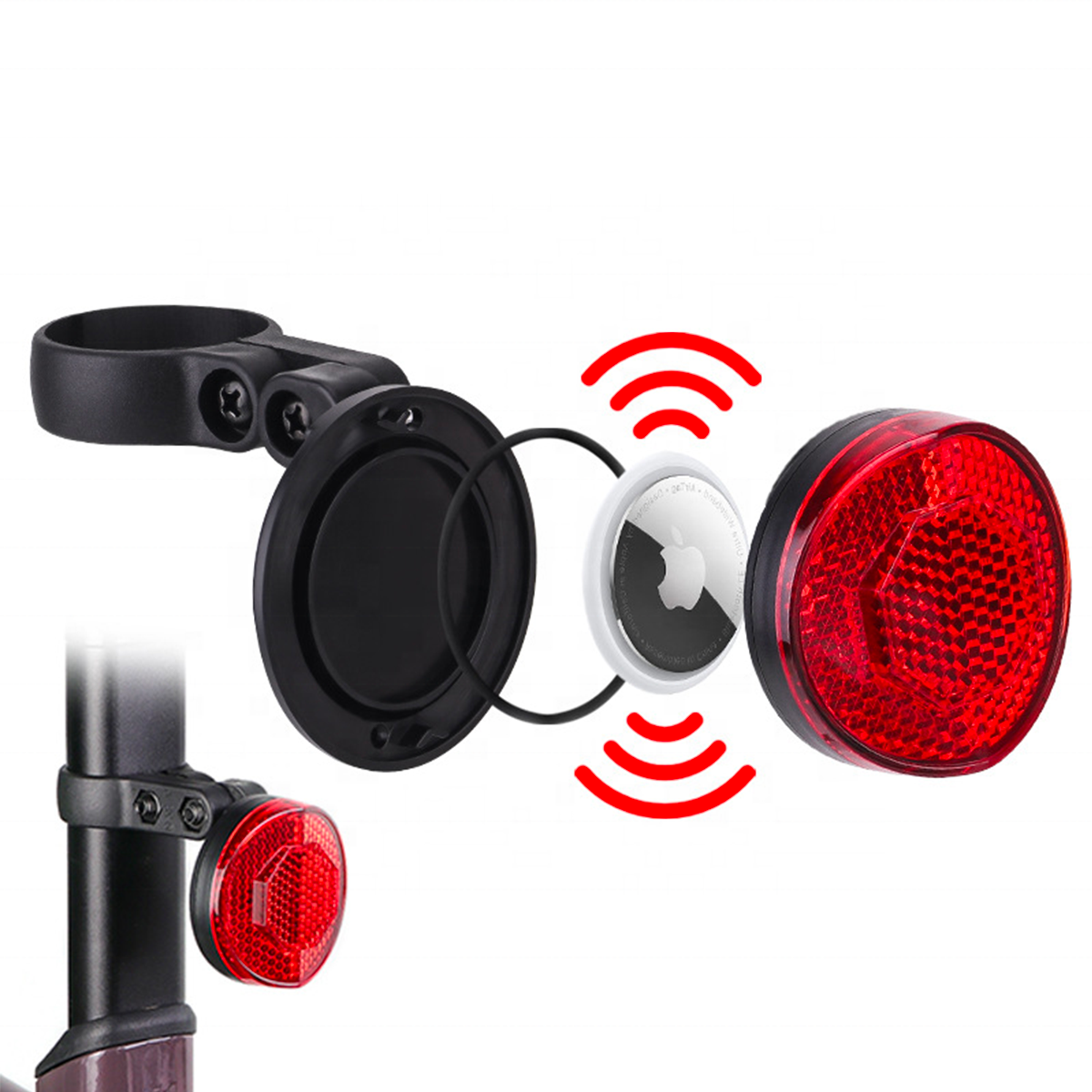 Dissimulateur arrière airtag velo trottinette